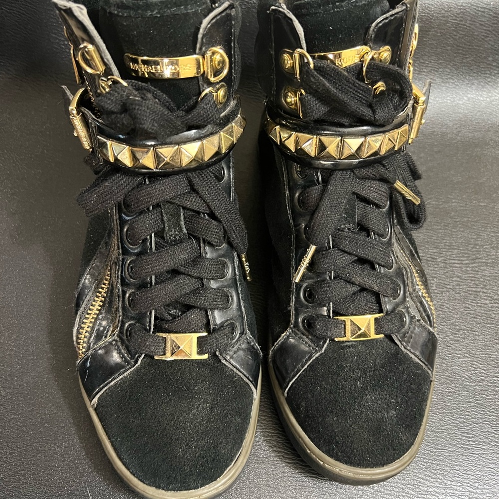 Michael Kors Black Sneakers with Gold Details